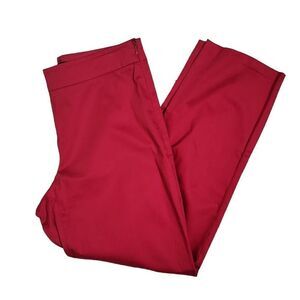 Talbots Curvy Cropped Side Zip Flat Front Cotton Pants Red 2
